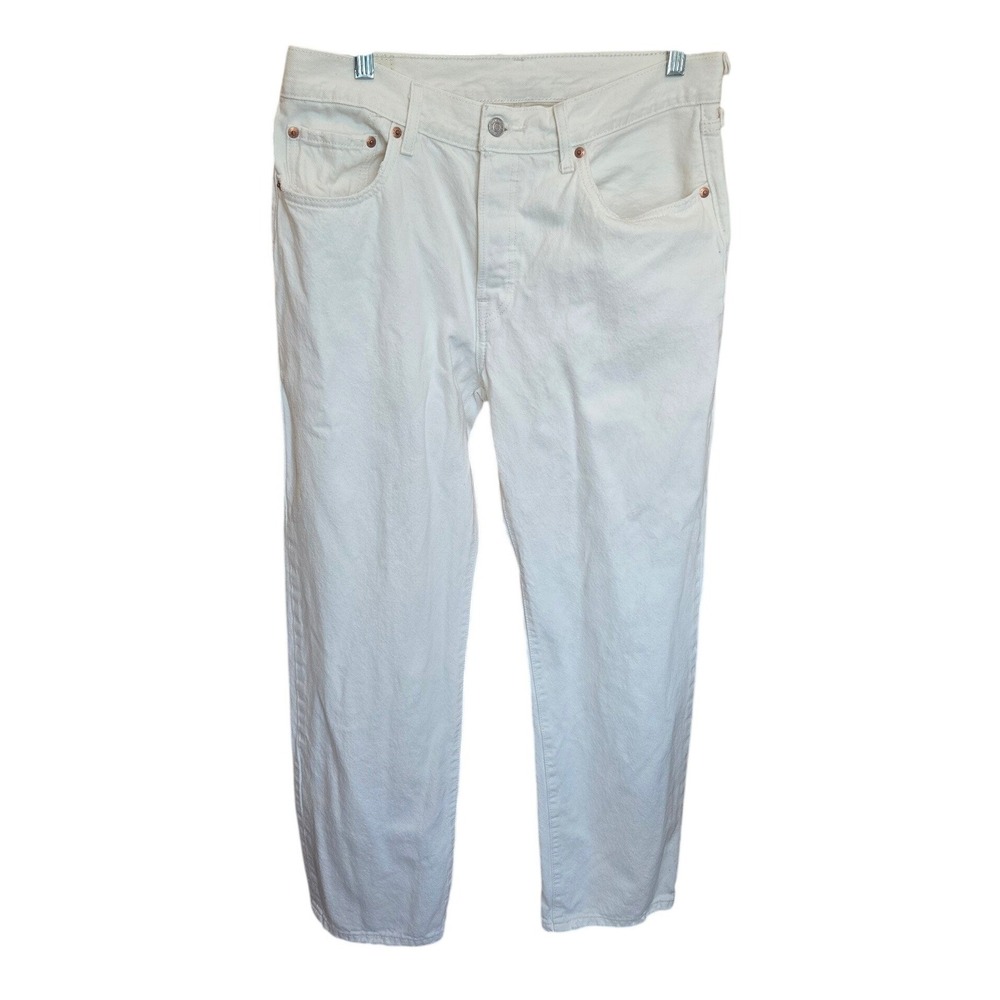 Levi's Women's 501 Denim Jeans Straight‎ Leg Off-White Cream Button Fly W30 L30